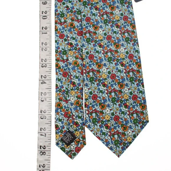 Drake's NWT Neck Tie in Blue / Multicolor Mini Floral Print 100% Silk